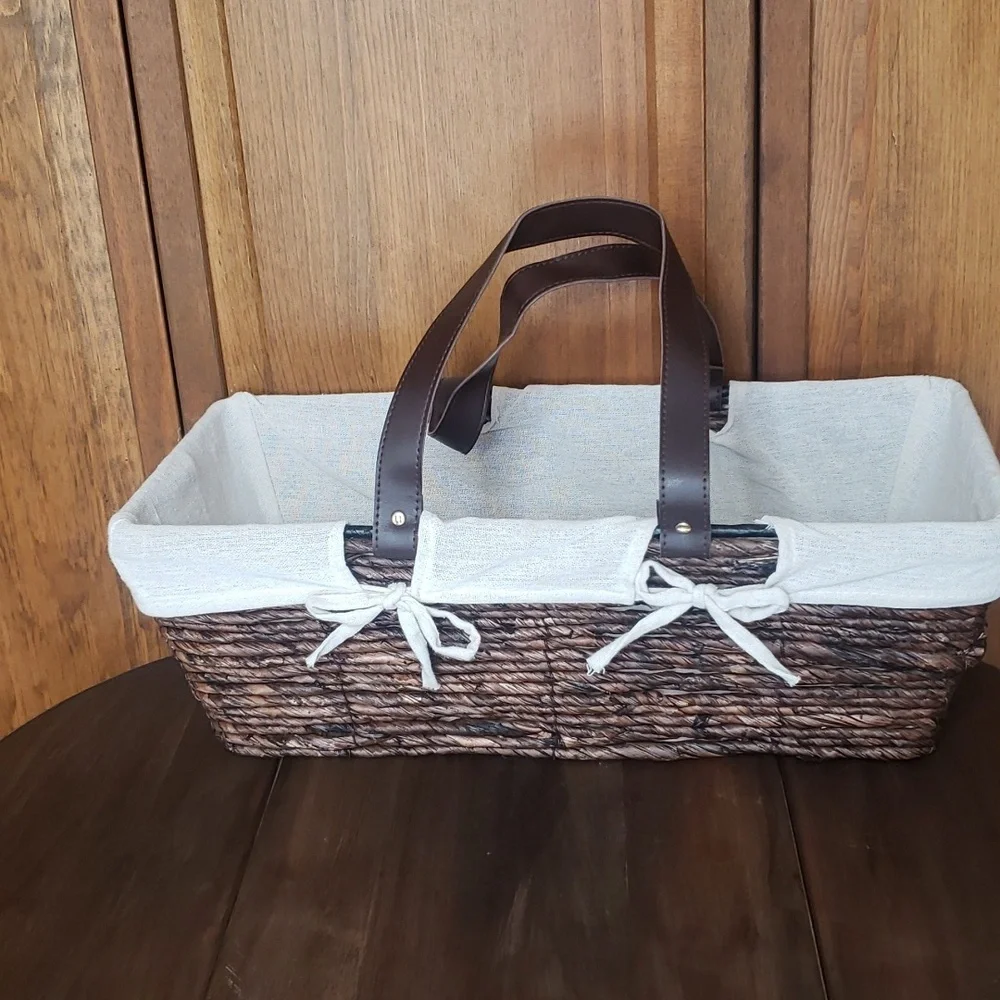Wicker Basket with Liner and Handles